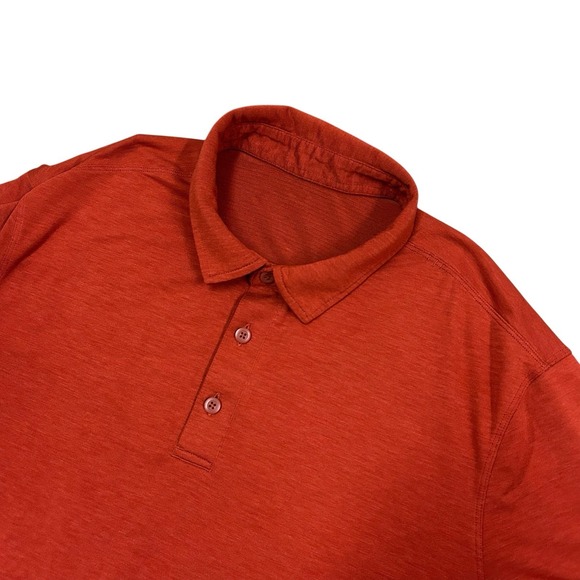 Lululemon Evolution Polo Shirt Men's Orange Performance Stretch Golf Preppy - Picture 1 of 6